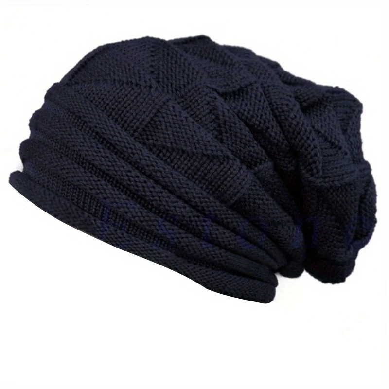 

Men's Knitted Beanie Folded Brim Design Ski Winter Hat Outdoor Sports Warm Ear Protection Unisex Fashion