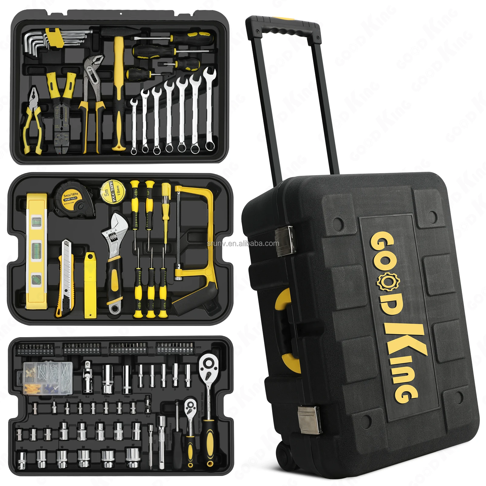 318 PCS Car Repair Tool Combination Ratchet Wrench Set Flexible Head Ratchet Wrench Socket Set With high-grade travelling case