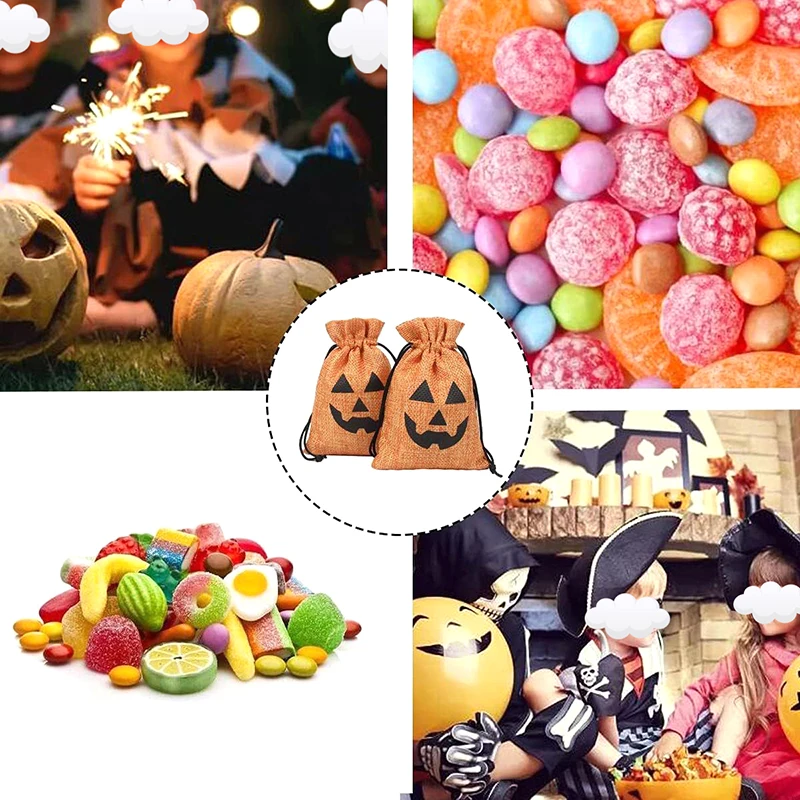 Halloween Pumpkin Pattern Drawstring Bag, Drawstring Storage Bag, Adequado para Halloween Party Gifts