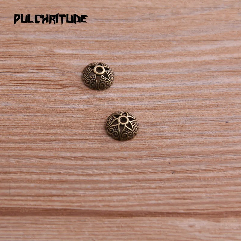 100pcs 3*8*8mm Two Color Receptacle Hollow MINI Flower DIY Spaced Jewelry Accessories Charms For Jewelry Making