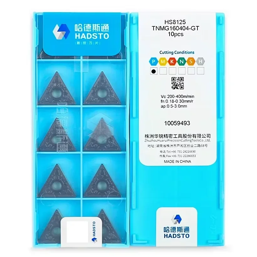 

10 шт. HADSTO TNMG160404-GT TNMG160408-GT HS8125 Оригинальные твердосплавные токарные пластины для стальных инструментов с ЧПУ