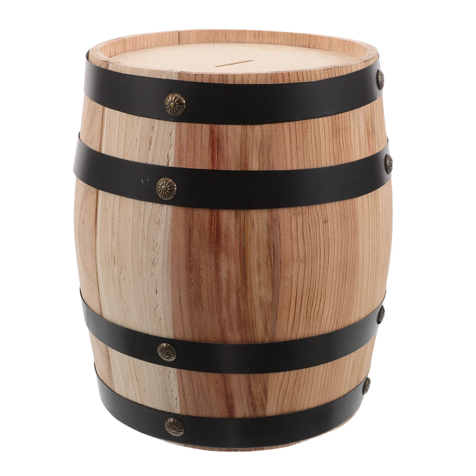 Große Rustikale Eichenfass-Spardose Dekorative Holz-Sparbüchse für Weihnachten Feiertage Partys Kreative Geldbox