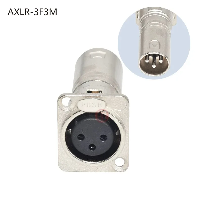 HIgh quality 3pin XLR Male to XLR Female Panel Mount Female Plug Pass through Adapter Black and Silver Optional