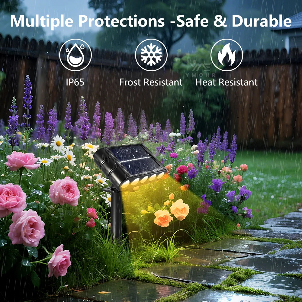 Faretti solari da 5 LED da giardino impermeabili IP65 applique da parete luminosità regolabile per l'illuminazione esterna della decorazione del prato del vialetto del cortile