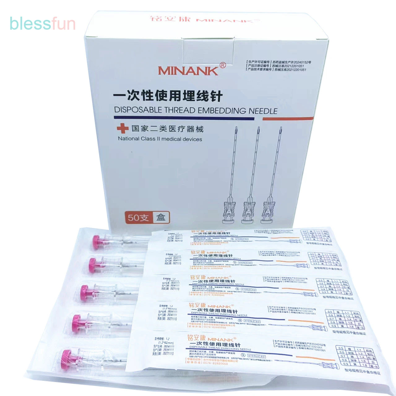 50 Sterilize Buried Needles Acupuncture Points with Scale Chinese Medical Buried Needles Weight Loss Blessfun 6/7/8/9/12