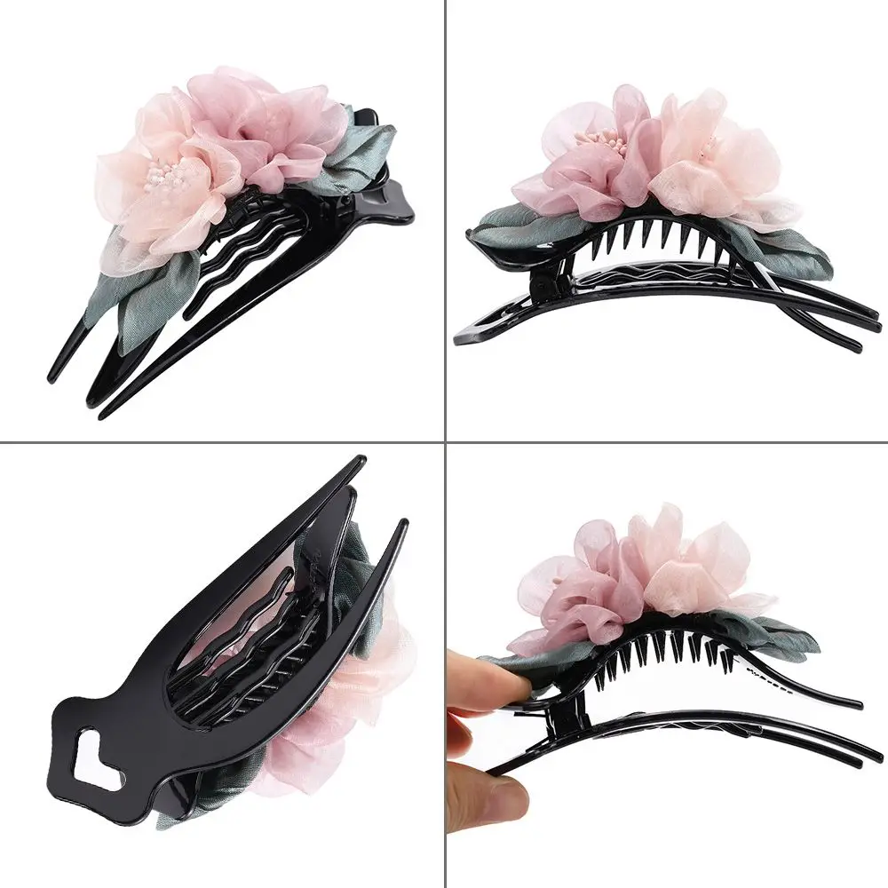 Fancy Fabric Flowers Hair Accessories Ladies Barrettes Women Hair Claw Clips Duckbill Hairclip Headwear