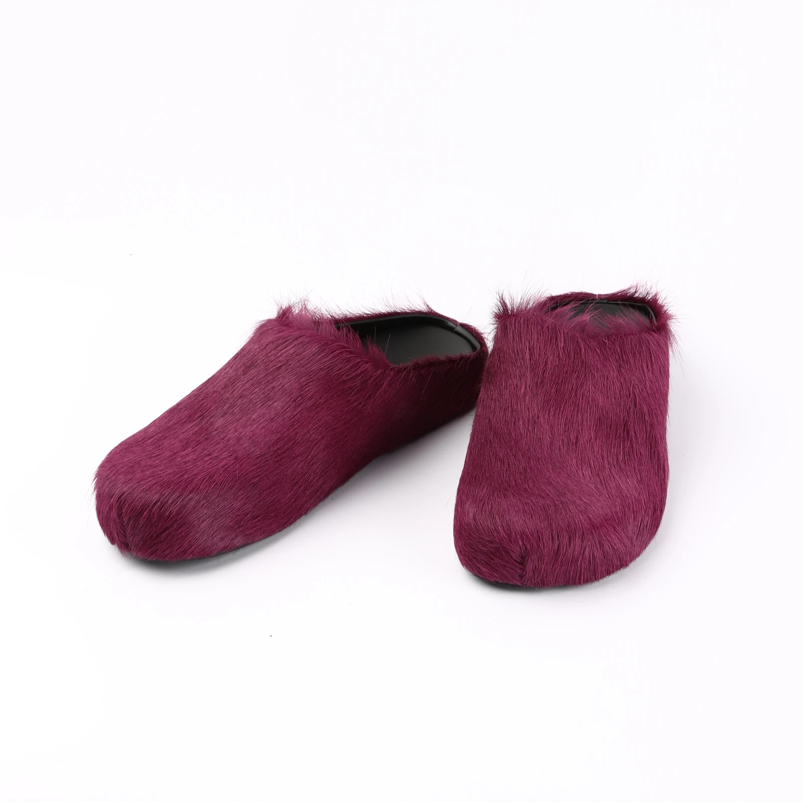 

Fur Slippers Women Flat Slides Mules Real Leather Horse Hair Casual Women's Shoes Designer Brand Fashion Flat Luxury Slippers