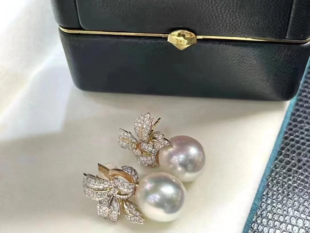 MJ  Fine Jewelry 925 Sterling Silver Oval to Round 10-11mm Nature Fresh Water White Pearls Drop Dangle Earrings Present