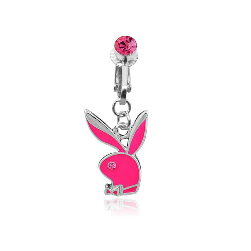 1PC Fake Piercing Navel Ring Fake Belly Piercing Rabbit Clip On Umbilical Navel Fake Pircing Animal Cartilage Earring Clip