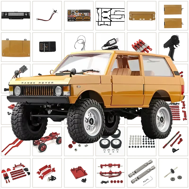 

MN168 Upgrade of The Metal Components - Front and Rear Axles, Transfer Case, Drive Shaft, Tie Rods, Shock Absorbers，tyre
