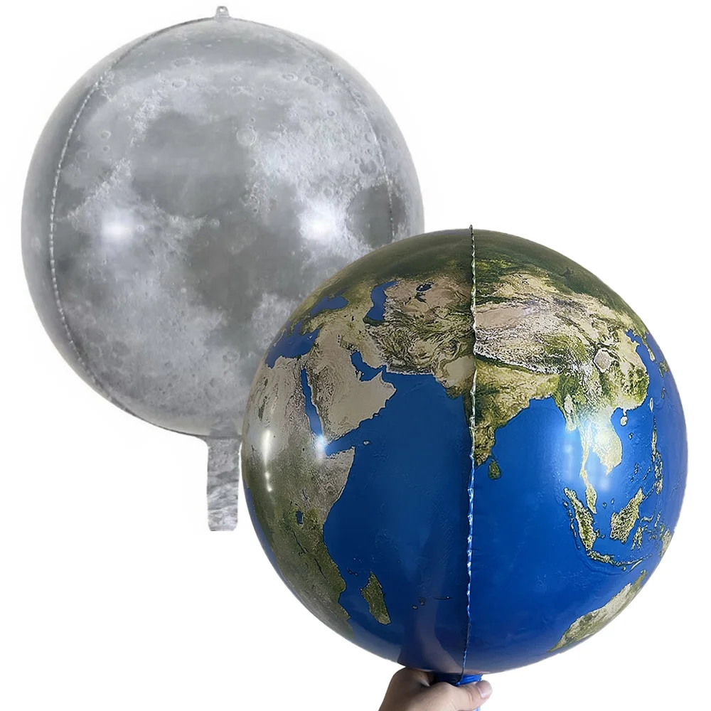 

4pcs Earth Balloon Kid Space Birthday Supplies Inflatable Earth Foil Helium World Map Ballon Travel Theme Day Decor Moon Balloon