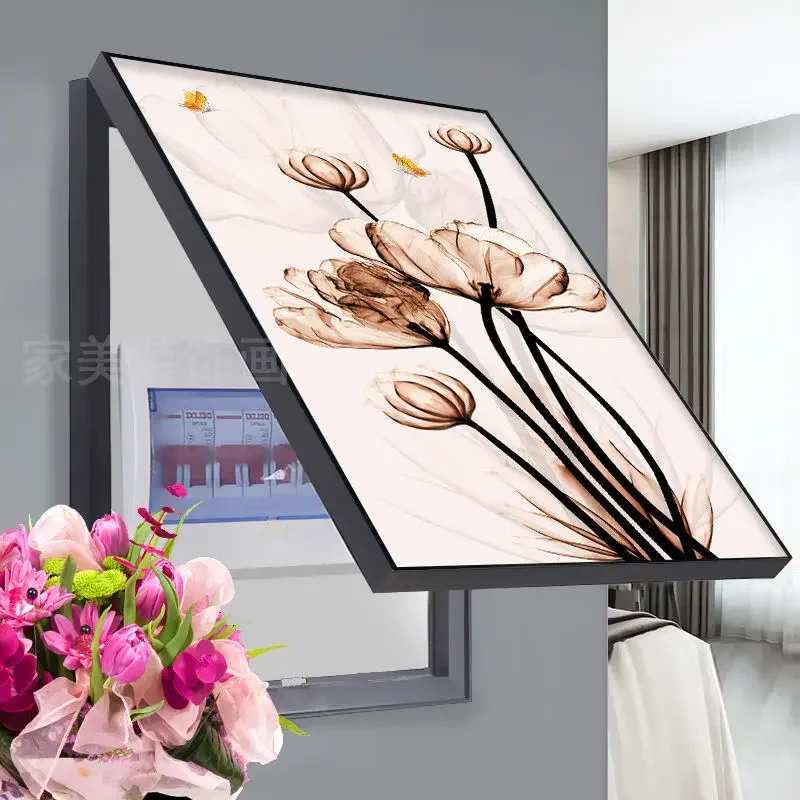 Vertical Electric Meter Box Painting Home Living Room Decorative Mural With Frame Occlusion Wall Art Picture Lift The Lid Decor