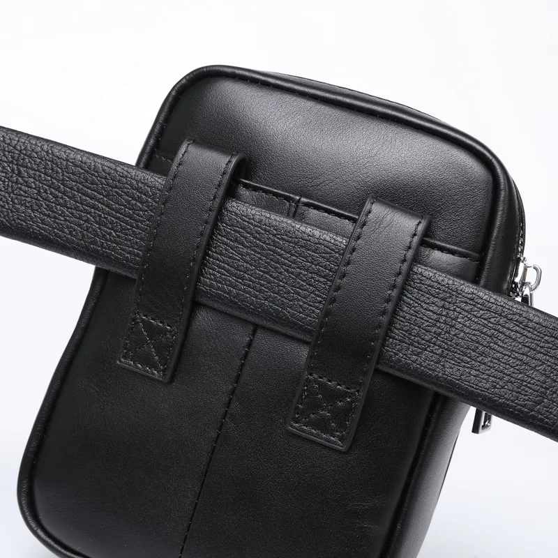 Fashionable Crossbody Bag Shoulder Genuine Leather Mini Crossbody Fashion Casual Phone Cowhide Waist Luxury Men Bag Trendy
