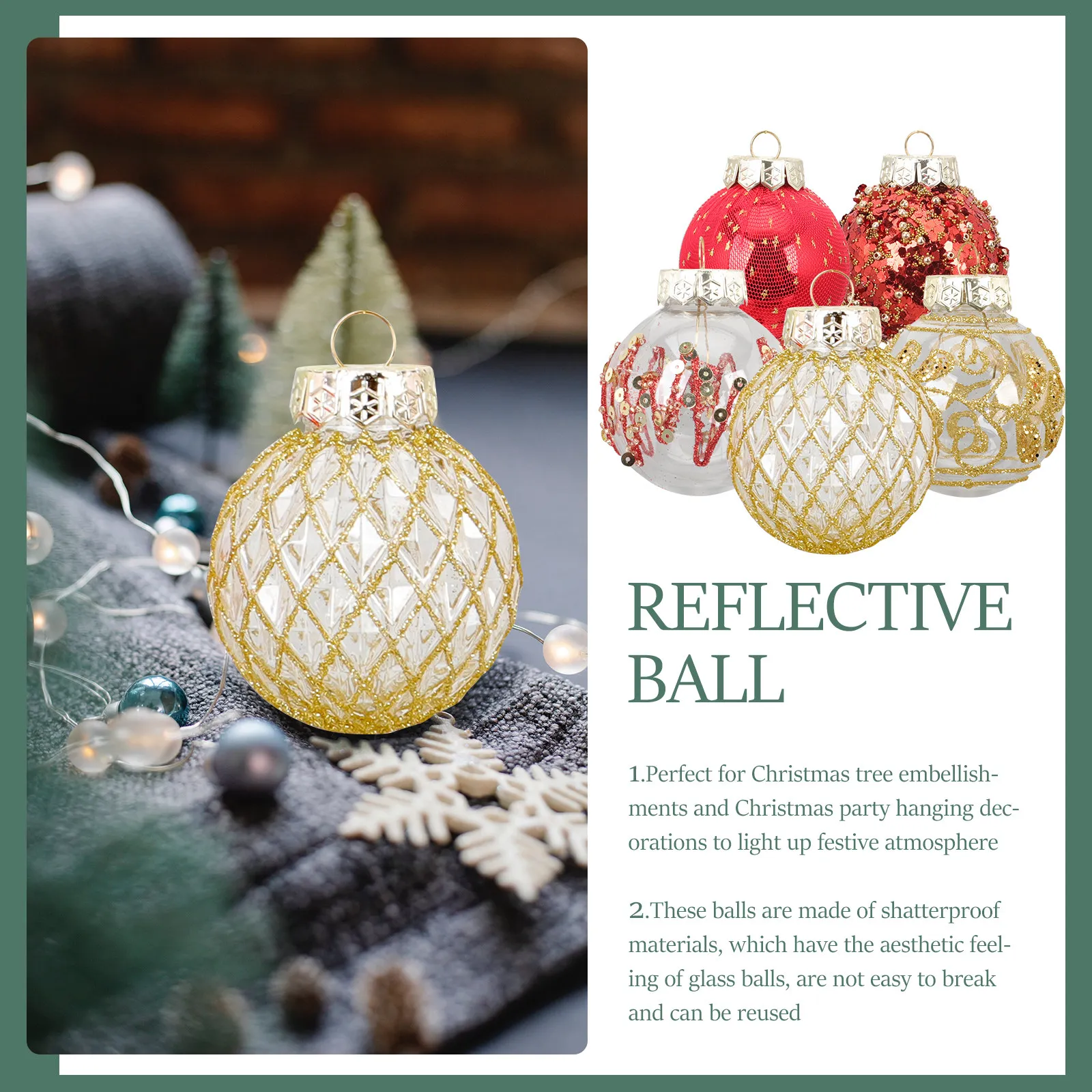 25Pcs Christmas Balls Set Festive Hanging Decoration Props for Tree Window Corridor Ceiling Garden Outdoor Indoor Xmas Tree