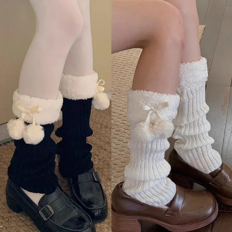 

Зимние мягкие вязаные гетры в стиле Харадзюку, высококачественные накладки на ноги для женщин, носки-гетры в стиле Лолита JK, свободные носки для милых девушек