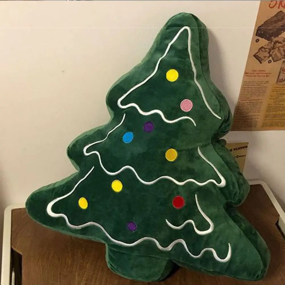 Almofada macia para sofá de árvore de natal, confortável, amigável à pele, dia de natal, travesseiro decorativo em forma de 3d, boneca de pelúcia de desenho animado