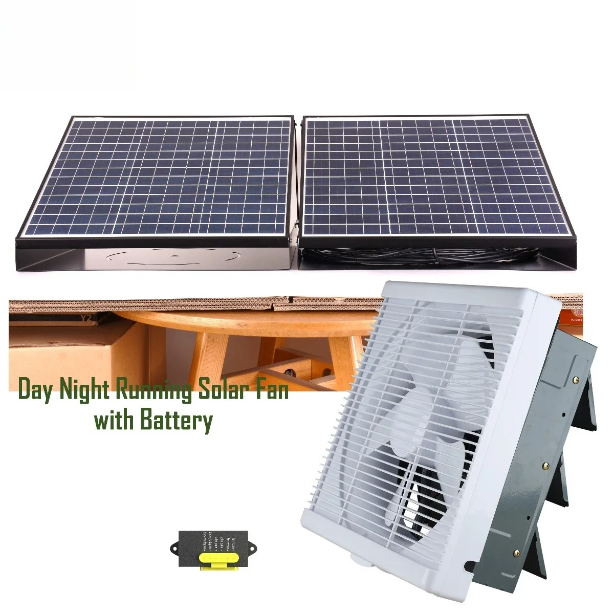 Smart & Energy Saving DC Ventilation Fan Blower Wall Mount Shutter Vent Solar Panel with Battery Power Bathroom Air Exhaust Fan