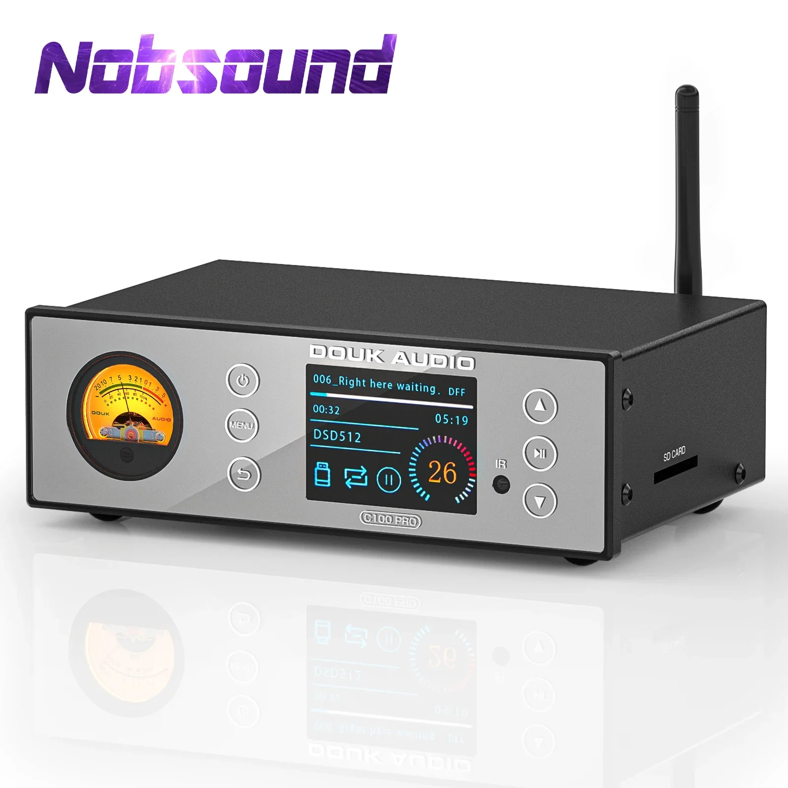 Nobsound C100 PRO HiF ESS9038 Bluetooth 5.0 Preamp USB Player Digital Music Streamer DSD512 768k/32b with OLED Display