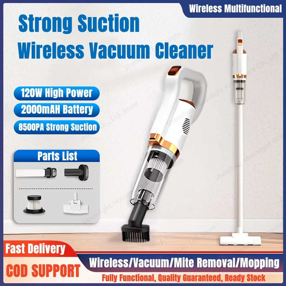 120W Electric Handheld Vacuum Cleaner Wireless Sweeper 8500pa Powerful Large Suction Car Vacuum Cleaner Home Floor Dust Cleaner