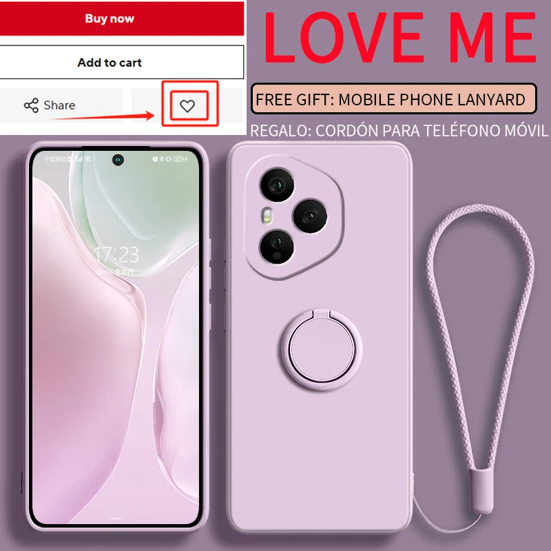 Case for Honor 400 Pro Case Liquid Silicone Ring Stand Phone Shell Coque for 300Ultra Cover Shockproof Funda Bumper Back Case