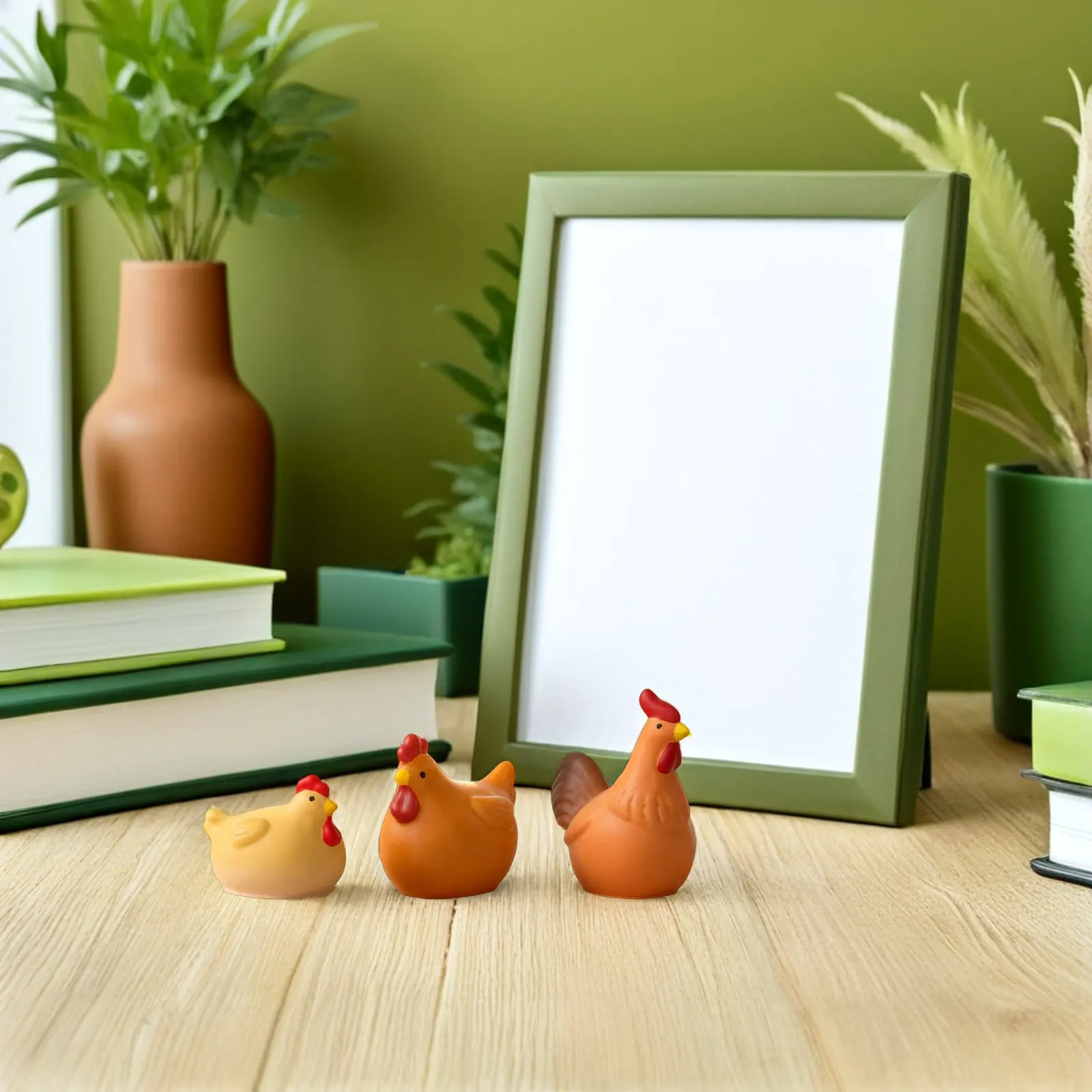 3Pcs Rooster Statue Silicone Molds for Resin Epoxy Casting Chocolate Shaping DIY Easter Christmas Baking Fondant Farm - view 3