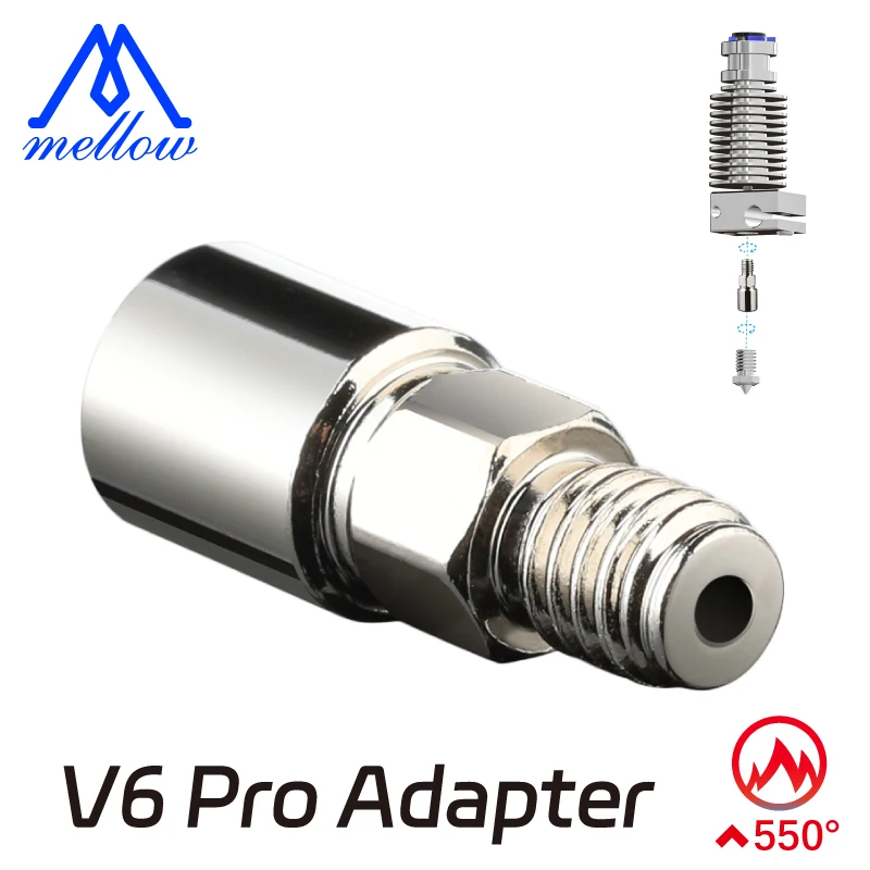 Mellow V6 Pro Adapter To Increase Super Flow Of V6 / RapidoHot End For High-speed 3D Printing And Adapt To CHT Nozzles