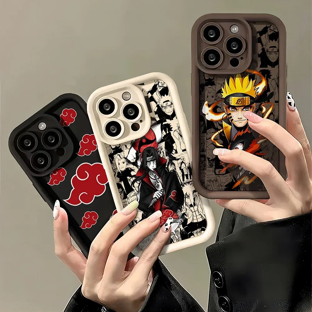 Anime Akatsukis Itachis Phone Case for IPhone 16 15 14 13 12 11 Pro Max Mini XR XS X 7 8Plus Soft TPU Back Cover With Hand Strap