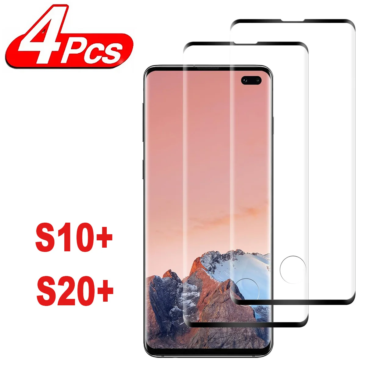 

2/4Pcs Tempered Glass For Samsung Galaxy S10 + S20 + 3D Curved Ultrasonic Fingerprint Screen Protector