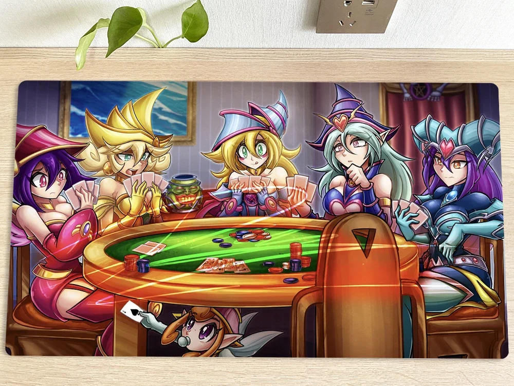 YuGiOh Table Playmat Magician Girl's Poker Night TCG CCG Mat Trading Card Game Mat Mouse Pad Gaming Play Mat Mousepad Free Bag