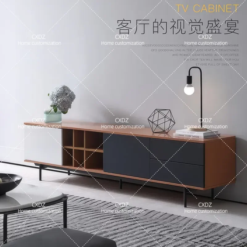 Minimalist TV Cabinet for Living Room Floor Standing Audio Visual Storage Unit Small Locker Console Table Modern Home