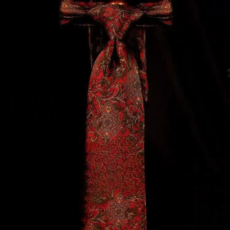Blood Tangcao Pure Handmade Italian Fabric Dark Dead Branches Old Flower Vintage Tie Necklace