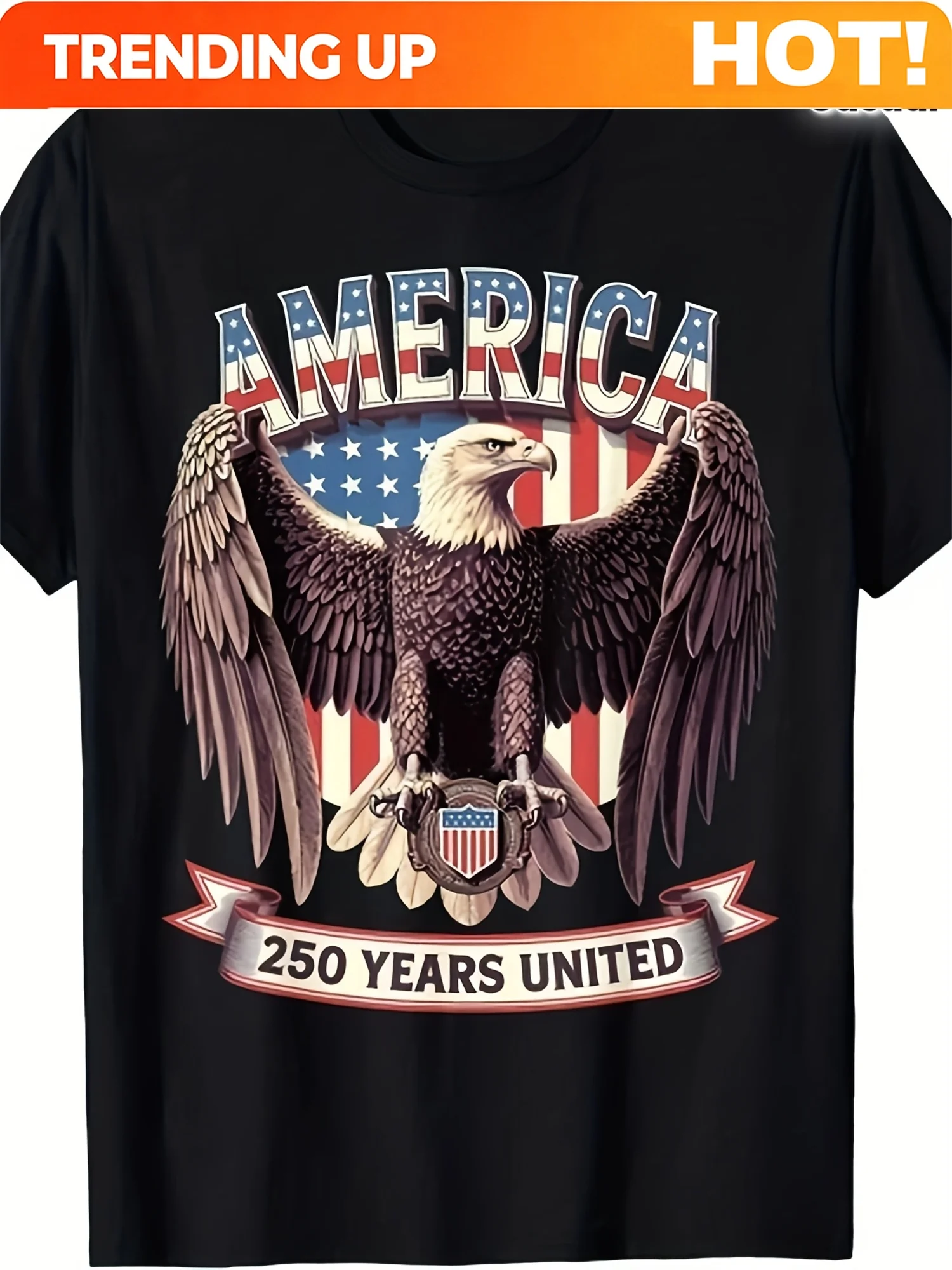 Men'S USA 250 Years United Bald Eagle Patriotic T-Shirt - Vintage Flag Graphic Tee with 250th Anniversary Design, Comfort Fit Sh