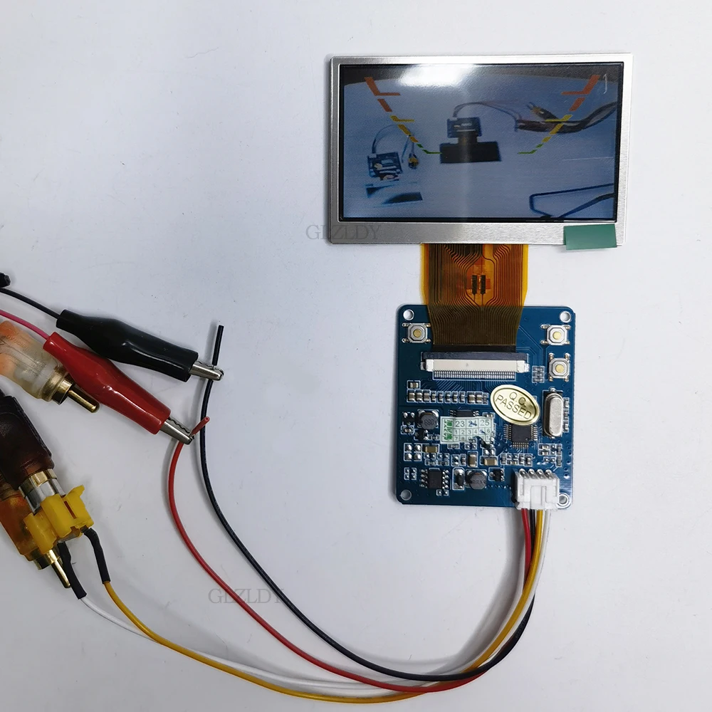 3 inch TFT LCD display module kit 320x240 4:3 NTSC/PAL 1 way RCA video input reverse mirror flip image brightness DC 5V-12V