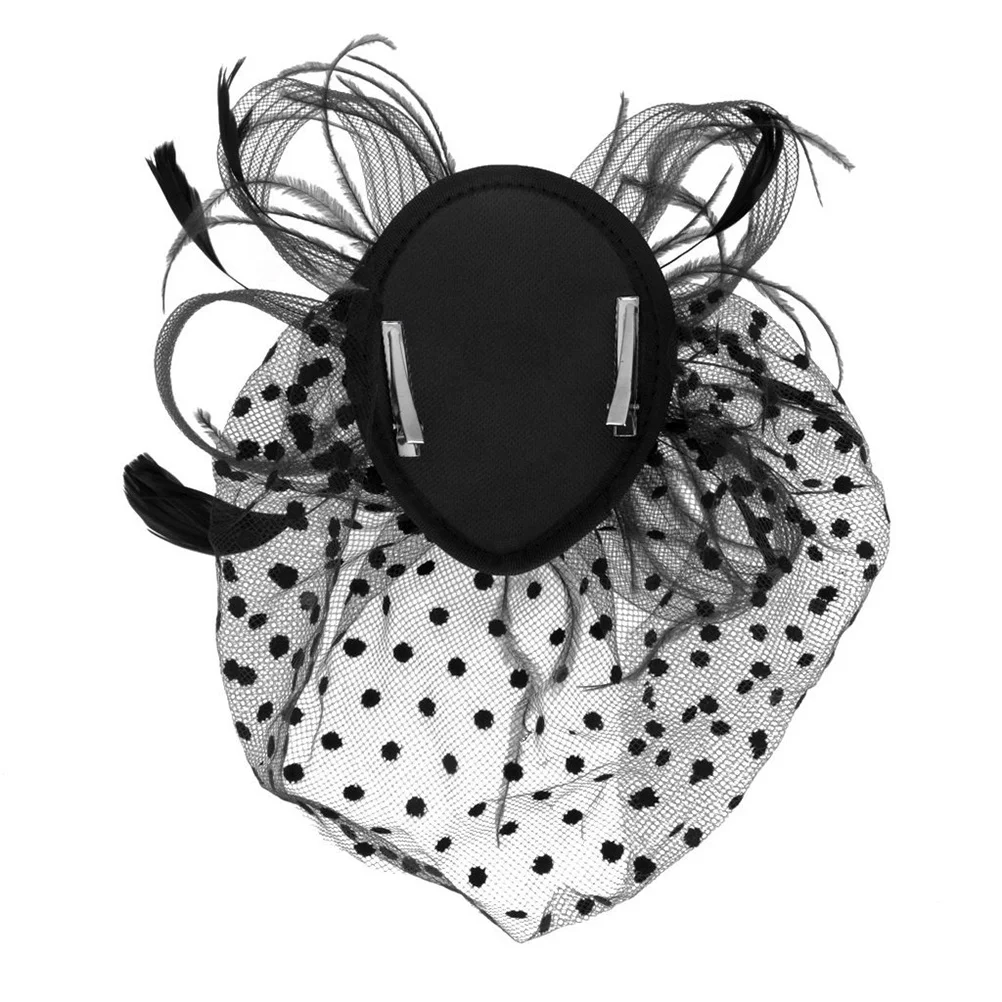 

Vintage Mesh Fascinator Hat Polka Dot Net Beads Flowers Elegant Hair Clip For Wedding Party Prom Bridal Lightweight