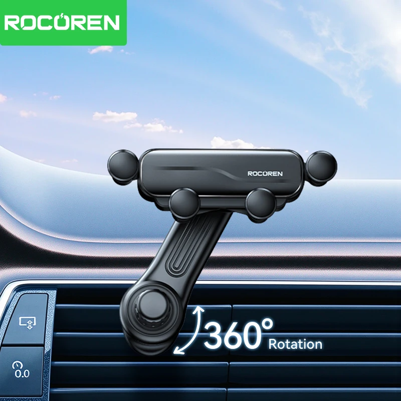 Rocoren 360° Rotation Gravity Car Phone Holder Air Vent Clip Navigation Stand Telescopic Air Outlet Phone For  iPhone 15 16 17