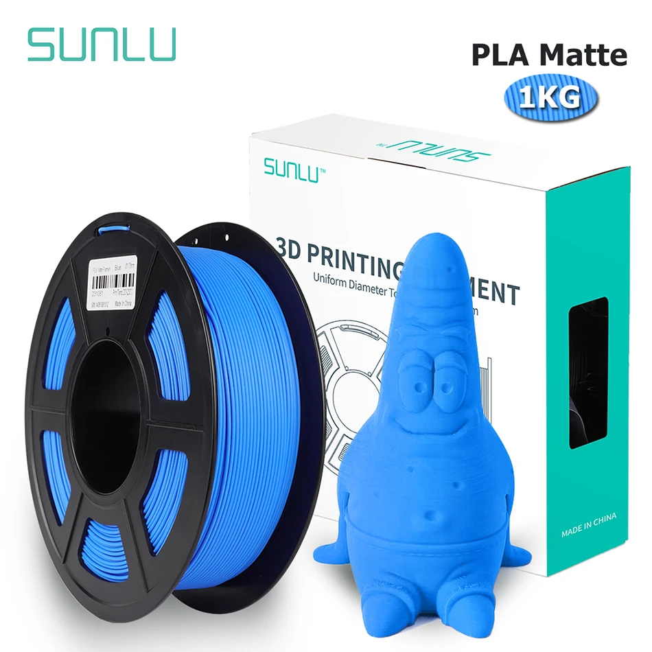 SUNLU PLA Matte Filament 1KG Shine-Free Printed Surface 1.75MM Frosted Texture Eco-Friendly Non-Toxic No Bubble Low Odor