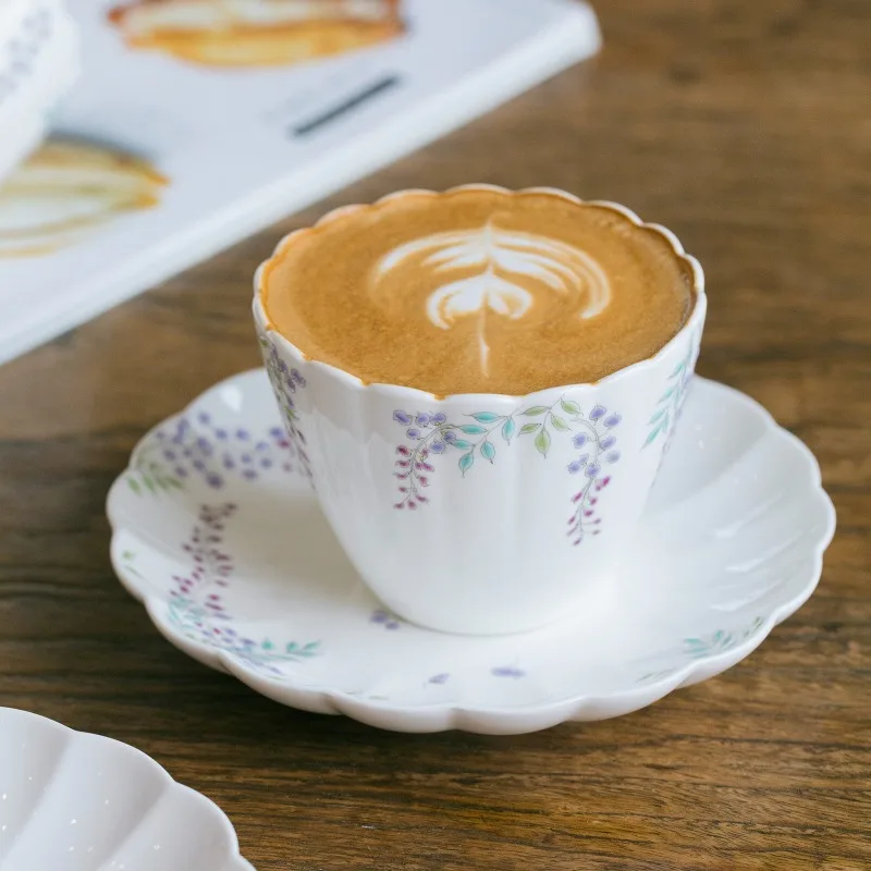 

Кофейная чашка ручной работы JC с цветком глицинии, высококачественный набор для латте-арта в японском стиле, подарок на Новый год