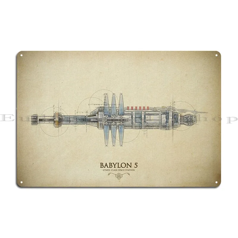 Babylon 5 Blueprint Metal Plaque Poster Printed Plaques Design Garage Rusty Tin Sign Poster