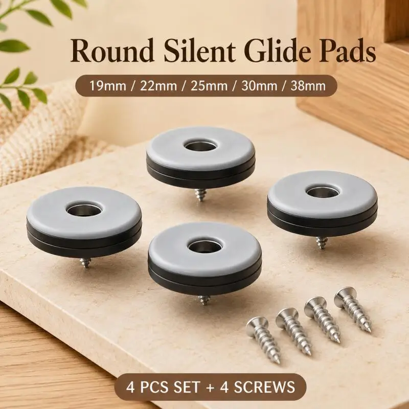 4~12pcs Furniture sliding pads with screws, furniture gliders for table and chair legs, suitable for carpets and hardwood floors