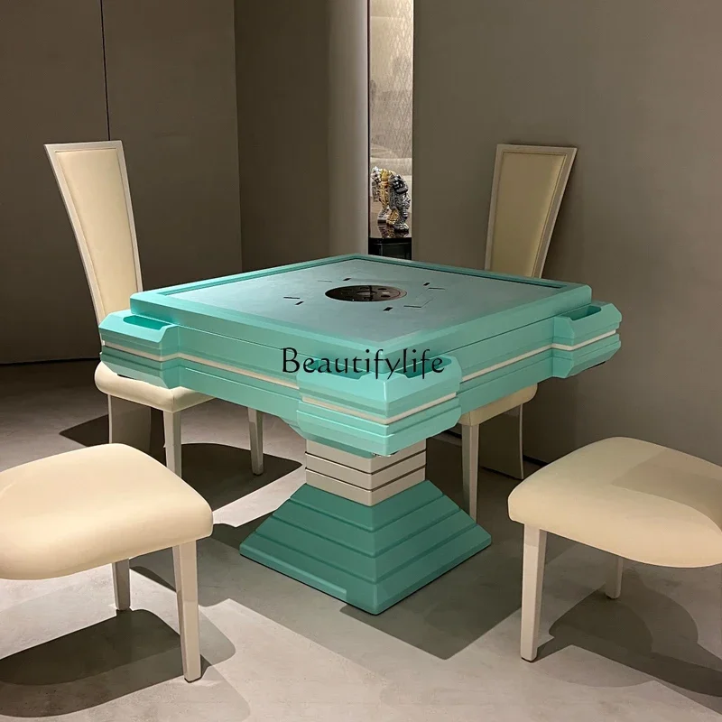 Fully automatic electric mahjong machine light luxury household high-end pink silent mahjong table