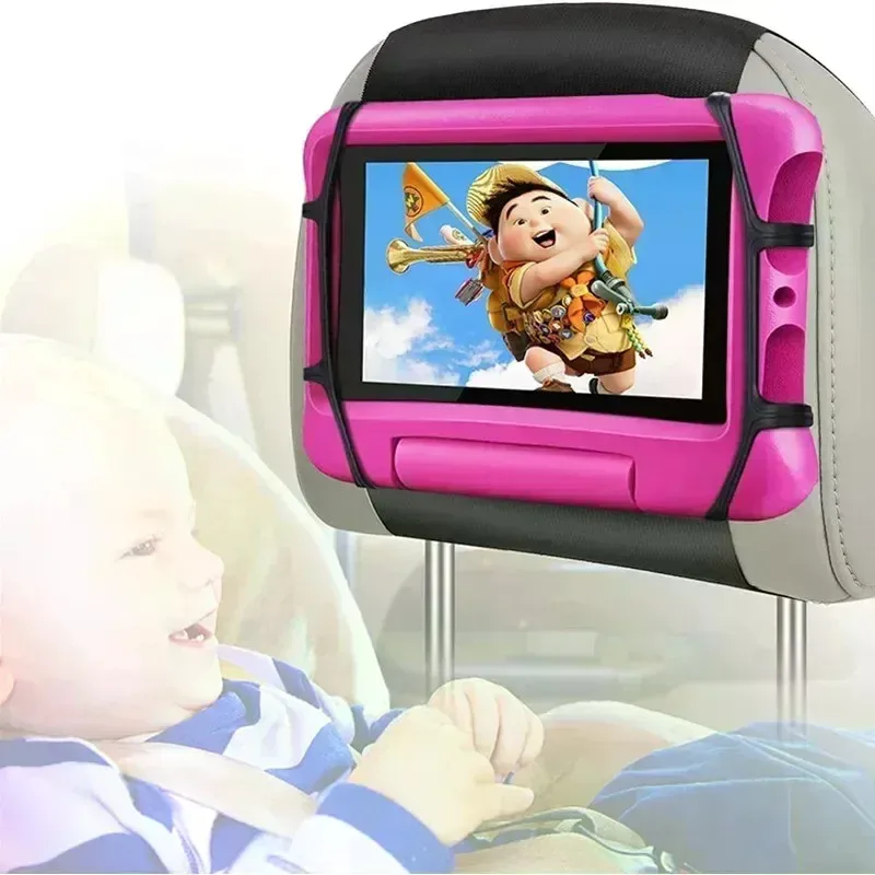 360 Degree Rotating Adjustable Car Back Seat Tablet Holder for iPad Pro Air Mini Kindle Kids Secure Anti Slip Strap Mount Stand Compatible with Most Tablets and E Readers