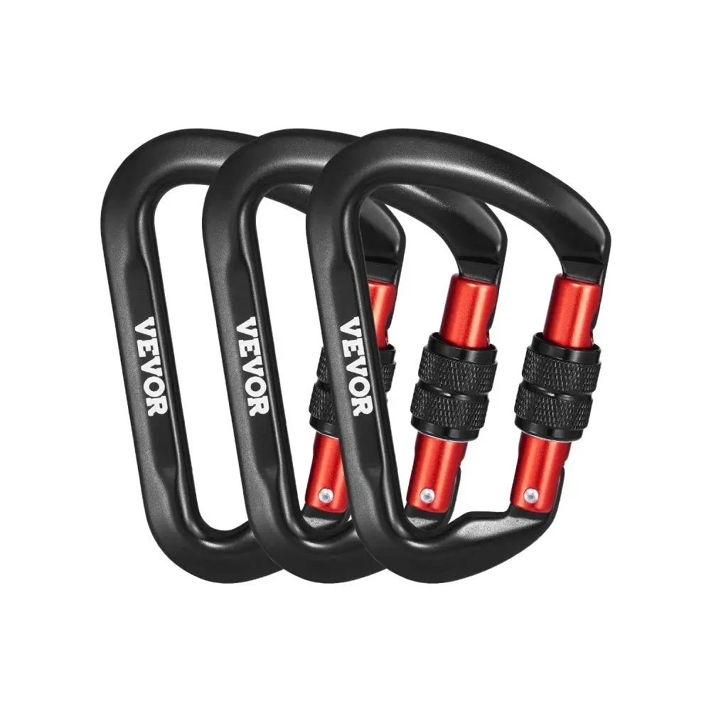 

Heavy Duty Carabiner Clips Set of 3 Large D Shaped 30KN 6744 lbs Strength for hiking Rappelling Dog Leash Hammocks