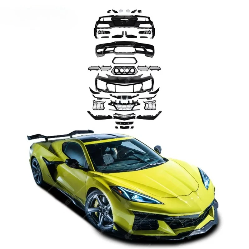 

Car Accessories PP Material Car Bumper For Corvette C8 Upgrade Z06 Style Body Kit Front Bumper Rear Bumper