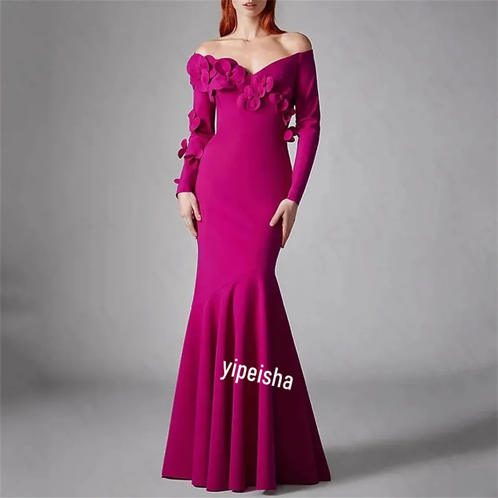 Abito da ballo Arabia saudita Prom Satin Applique Homecoming sirena Off-the-spalla abito da occasione su misura abiti lunghi