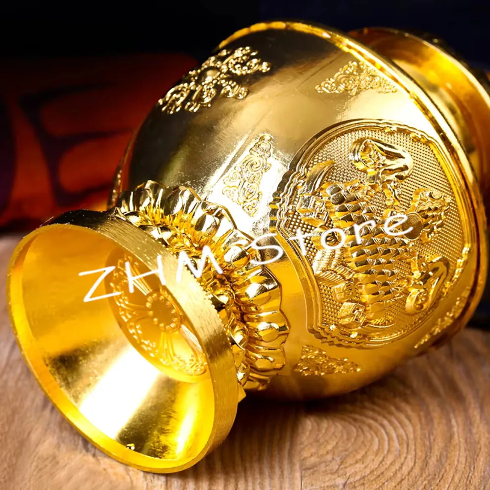Alloy Metal Gold Tranic Tibetan 18cm Moni Wealth Vajra Decorate Auspicious Treasured Buddhist Putting Bottle