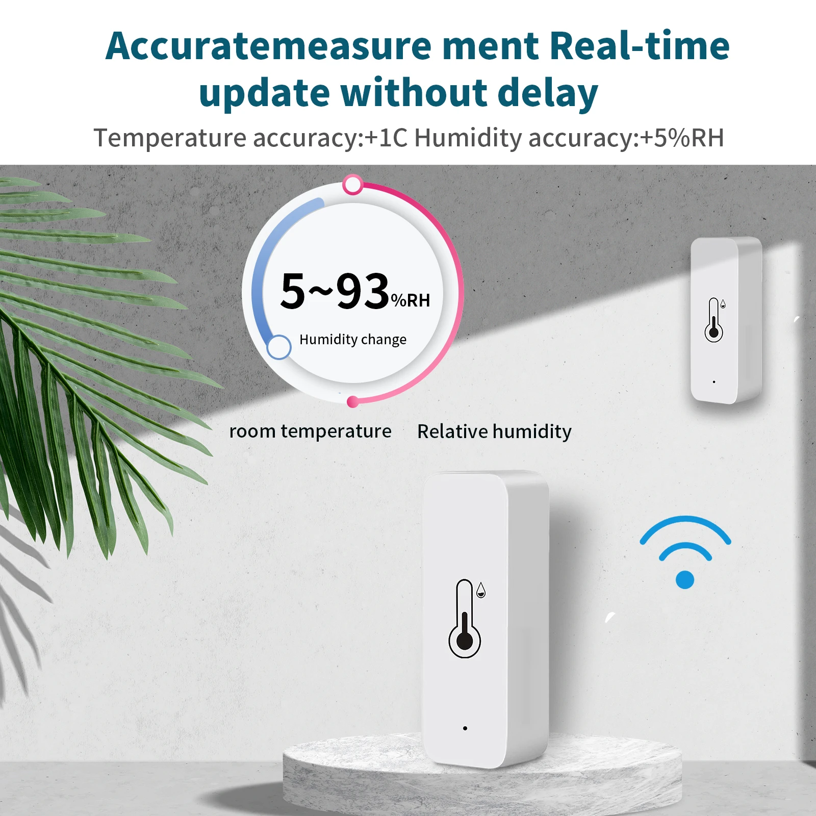 WiFi Smart Temperature And Humidity Sensor Battery  Smart Home Security Work With Alexa Google Home