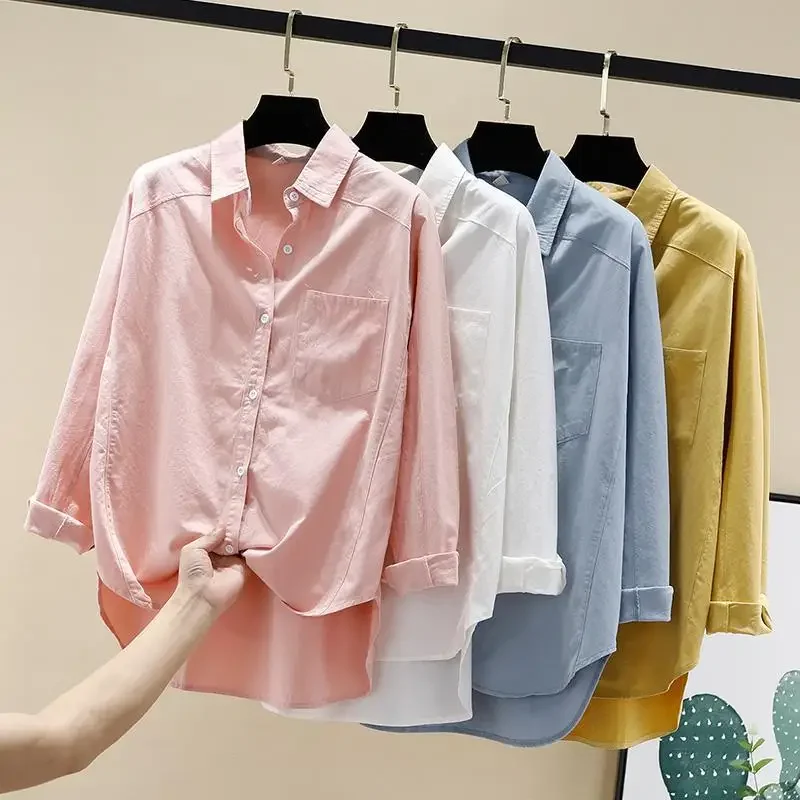 Yellow Spring Top for Woman Pink Clothing Long Sleeve Women\'s Shirts and Blouses Blue Tunic 2024 Elegant Luxury Summer Novelties