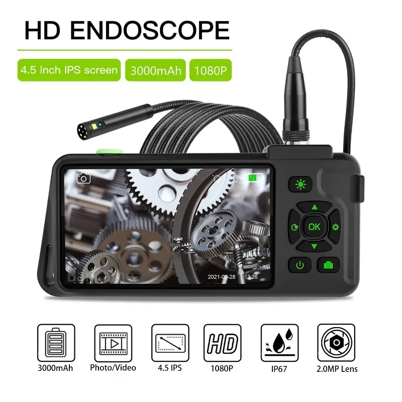 

4.5 " IPS Screen Industrial Endoscope Digital Boroscope Camera HD1080P IP67 Waterproof Single&Dual Lens For Car Pipe Inspection