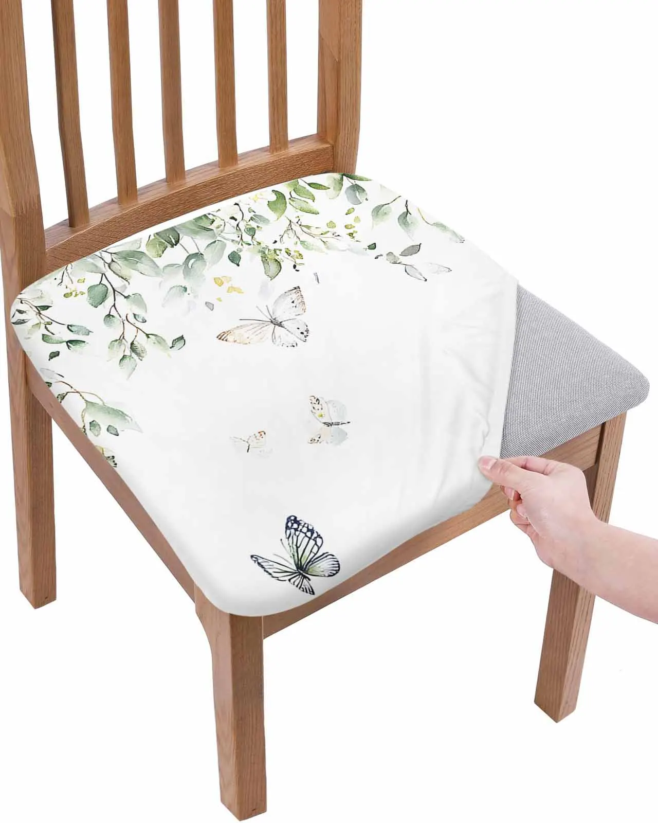 

Летний эвкалиптовый лист, бабочка, эластичный чехол на стул, защитный чехол для офисного компьютера, домашний кухонный стул, чехлы