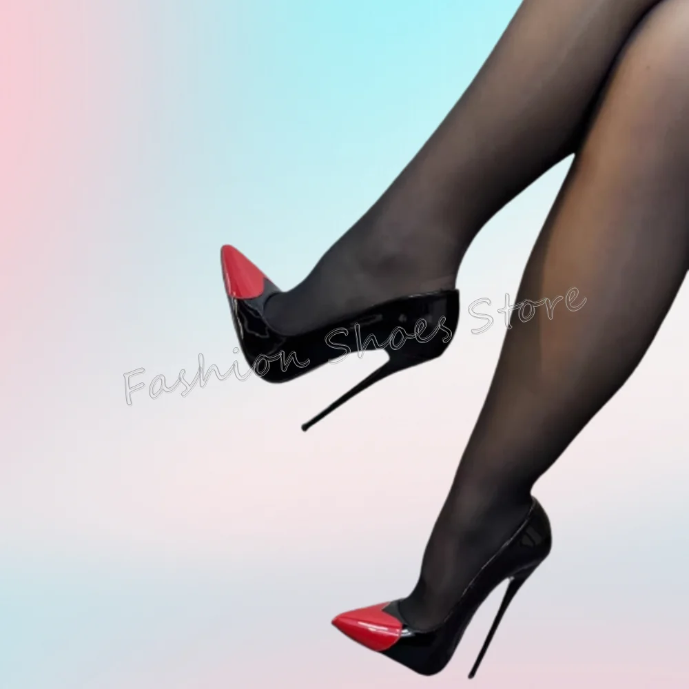 

Black Pointed Toe Splicing Pumps Slip on Stilettos High Heels High Heel Shoes for Women Sexy Heels 2025 New Zapatos Para Mujere